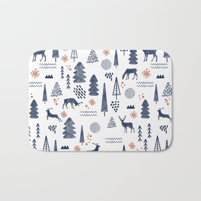 Deer Christmas forest Bath Mat Gallery Image 1