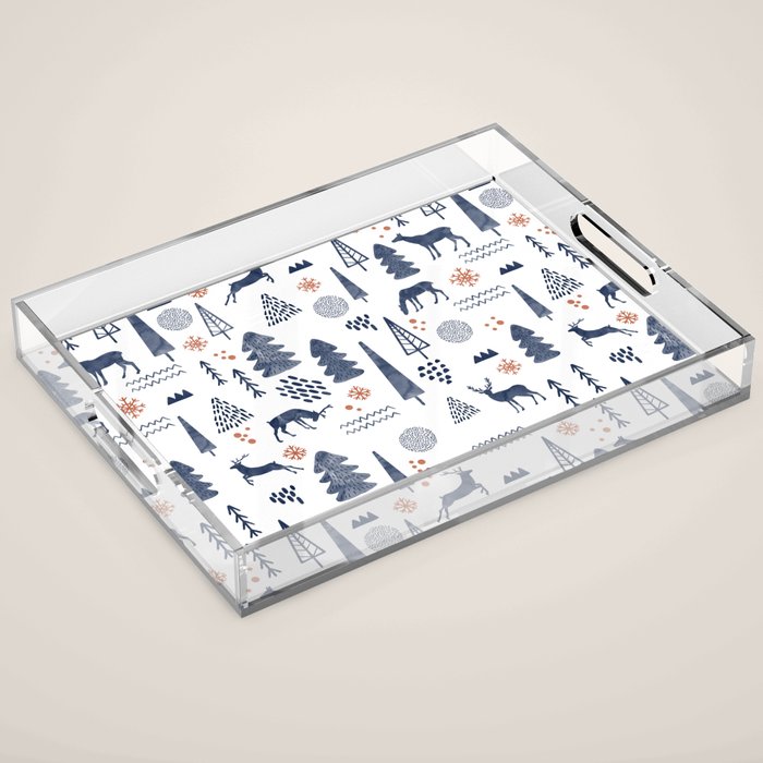 Deer Christmas forest Acrylic Tray Gallery Image 1