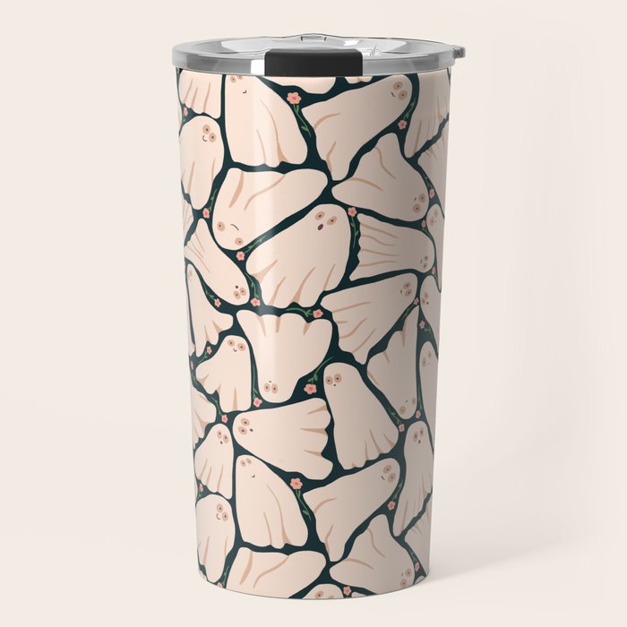 Little ghosts and flowers halloween pattern Travel Mug Gallery Image 1