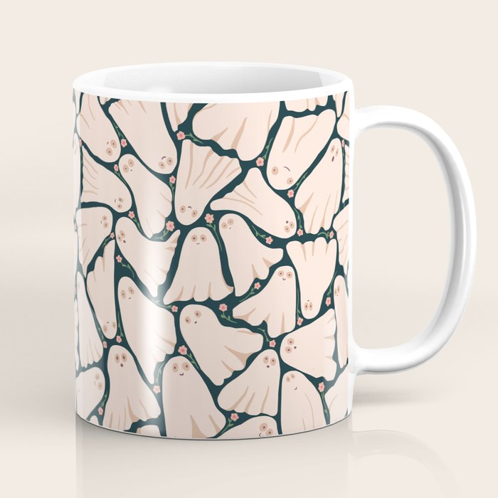 Little ghosts and flowers halloween pattern Coffee Mug Gallery Image 1