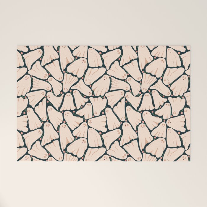 Little ghosts and flowers halloween pattern Welcome Mat Gallery Image 1