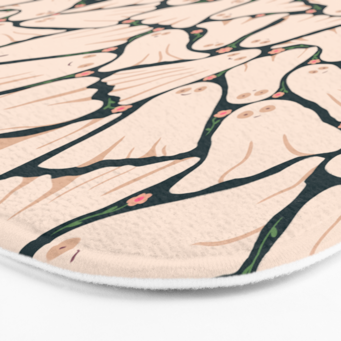 Little ghosts and flowers halloween pattern Bath Mat Gallery Image 3