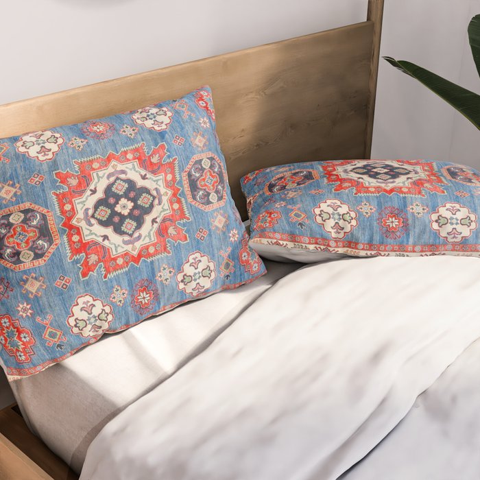 Blue Starblaze Handmade Kazak Rug Pillow Sham Gallery Image 2