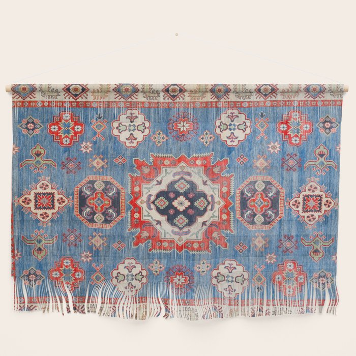 Blue Starblaze Handmade Kazak Rug Wall Hanging Gallery Image 1