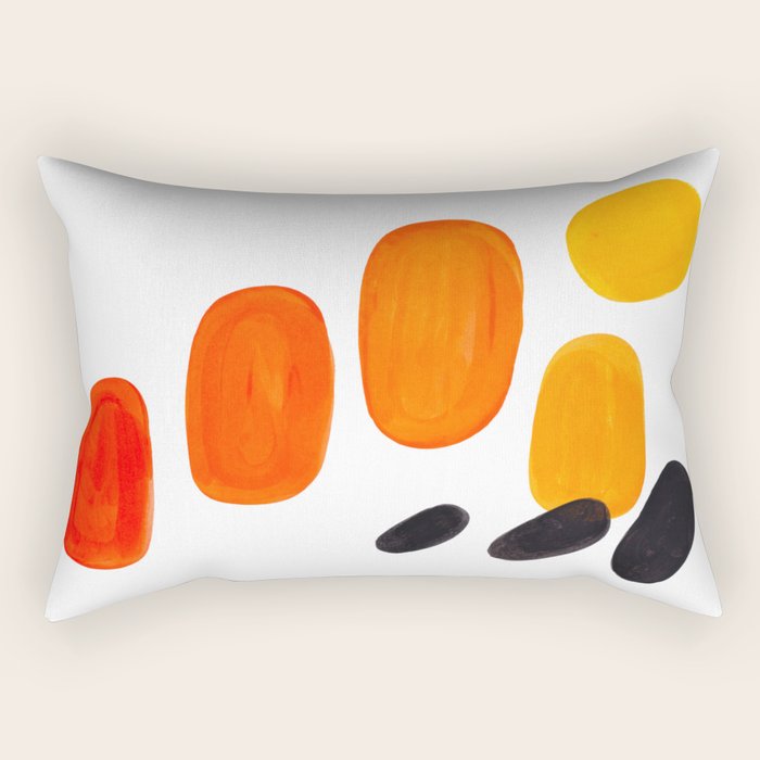 Mid Century Modern Colorful Minimal Pop Art Yellow Orange Ombre Rainbow Gradient Pebble Ovals Rectangular Pillow Gallery Image 1