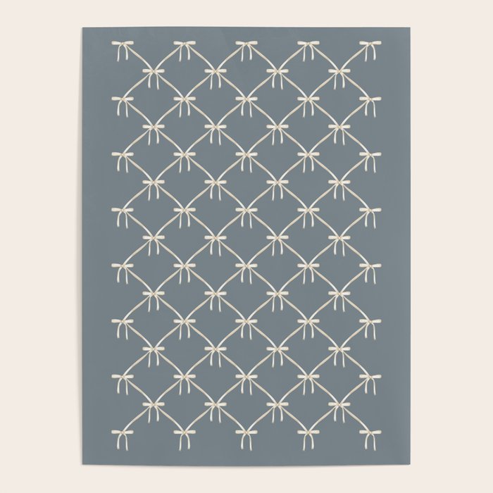 Bows & Ribbons Pattern LXI Neutral Grey Poster Gallery Image 1