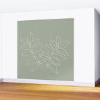 Boho Sage Green, Decor, Line Art, Botanical Leaves Wall Mural Gallery Image 2