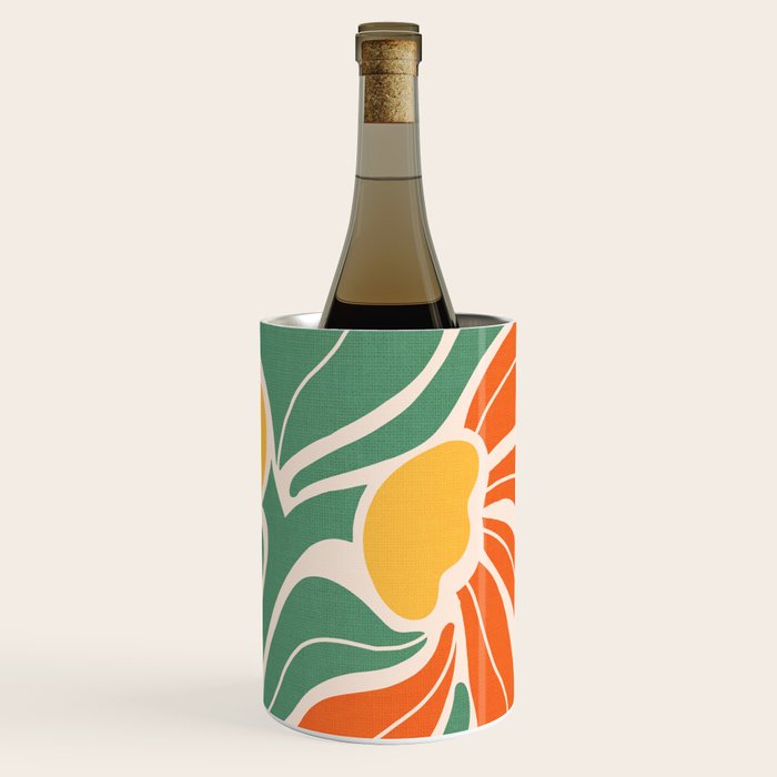 Modern Boho Art Nouveau Floral 1.2 Duo Orange and Green Wine Chiller Gallery Image 1