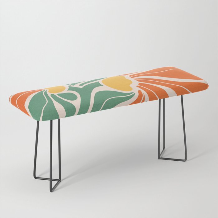 Modern Boho Art Nouveau Floral 1.2 Duo Orange and Green Bench Gallery Image 1