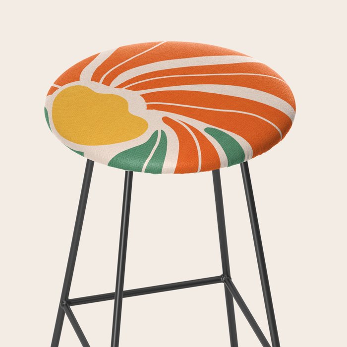 Modern Boho Art Nouveau Floral 1.2 Duo Orange and Green Stool Gallery Image 2