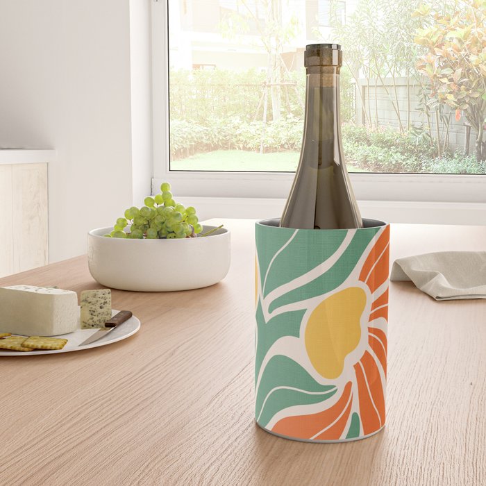 Modern Boho Art Nouveau Floral 1.2 Duo Orange and Green Wine Chiller Gallery Image 4
