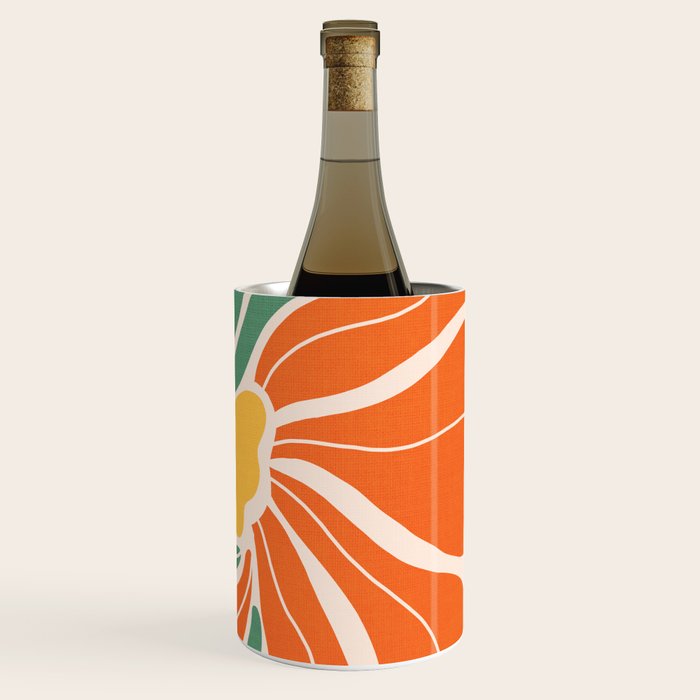 Modern Boho Art Nouveau Floral 1.2 Duo Orange and Green Wine Chiller Gallery Image 3