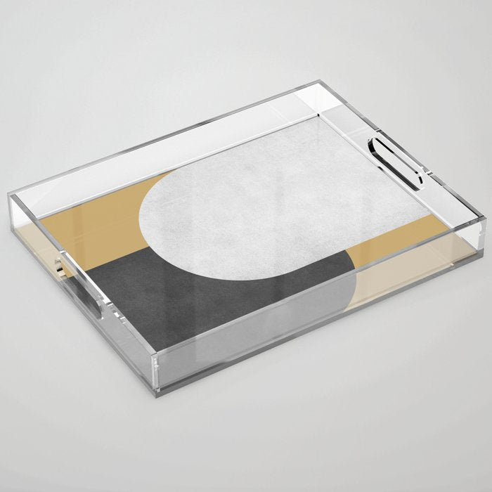 Halfmoon Colorblock - Black White on Gold Acrylic Tray Gallery Image 1