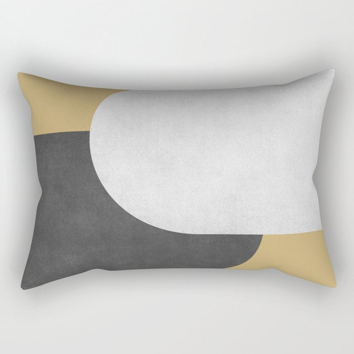 Halfmoon Colorblock - Black White on Gold Rectangular Pillow Gallery Image 2