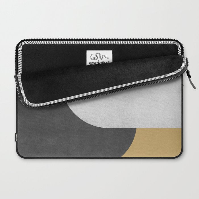 Halfmoon Colorblock - Black White on Gold Laptop Sleeve Gallery Image 2