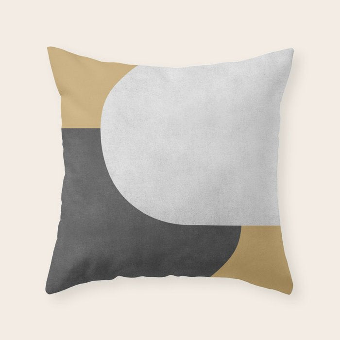 Halfmoon Colorblock - Black White on Gold Throw Pillow Gallery Image 6