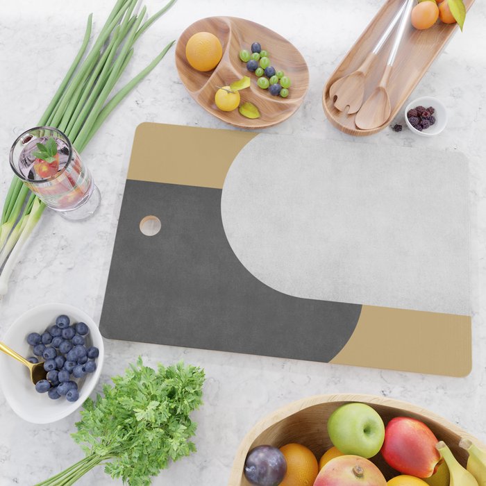 Halfmoon Colorblock - Black White on Gold Cutting Board Gallery Image 2