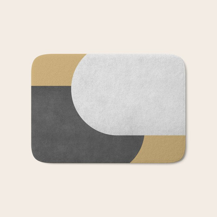 Halfmoon Colorblock - Black White on Gold Bath Mat Gallery Image 1