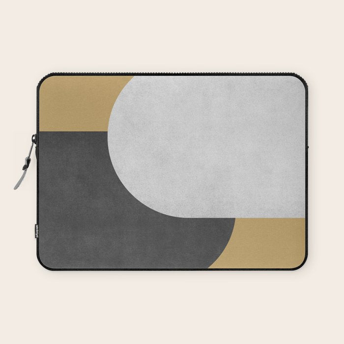 Halfmoon Colorblock - Black White on Gold Laptop Sleeve Gallery Image 1