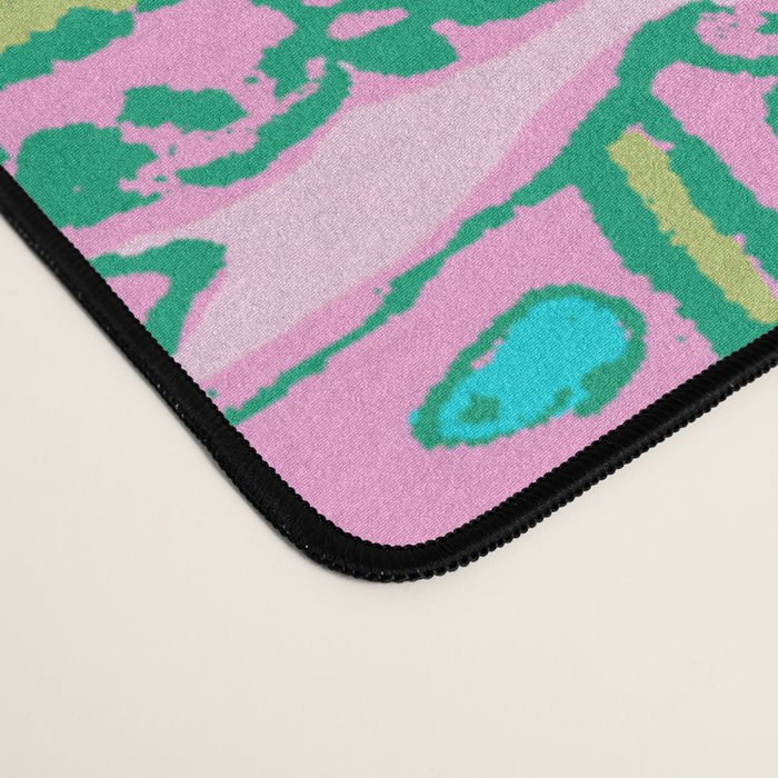 Elephant Block Print in Pink and Green Desk Mat Gallery Image 4