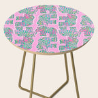 Elephant Block Print in Pink and Green Side Table Gallery Image 2
