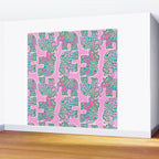 Elephant Block Print in Pink and Green Wall Mural Gallery Image 2