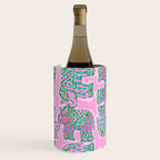 Elephant Block Print in Pink and Green Wine Chiller Gallery Image 1