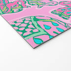 Elephant Block Print in Pink and Green Welcome Mat Gallery Image 2