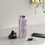 Elephant Block Print in Pink and Green Water Bottle Gallery Image 4
