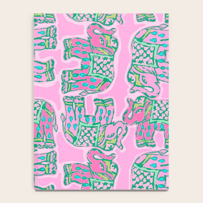 Elephant Block Print in Pink and Green Notebook Gallery Image 4