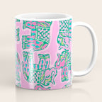 Elephant Block Print in Pink and Green Coffee Mug Gallery Image 1
