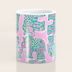 Elephant Block Print in Pink and Green Coffee Mug Gallery Image 4
