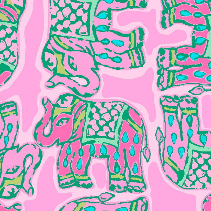 Elephant Block Print in Pink and Green Coffee Mug Gallery Image 2