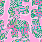 Elephant Block Print in Pink and Green Coffee Mug Gallery Image 2