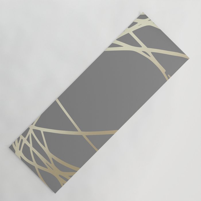 Gold and Gray Circles and Swirls Striped Abstract Pattern Yoga Mat Gallery Image 1