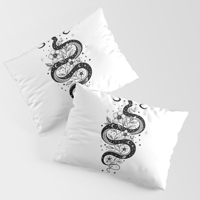 Serpent Spell -Black and White Pillow Sham Gallery Image 3