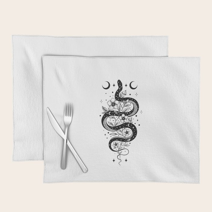 Serpent Spell -Black and White Placemat Gallery Image 1