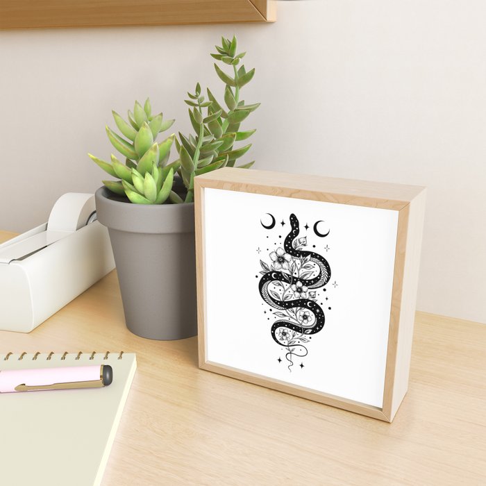 Serpent Spell -Black and White Mini Art Print Gallery Image 2