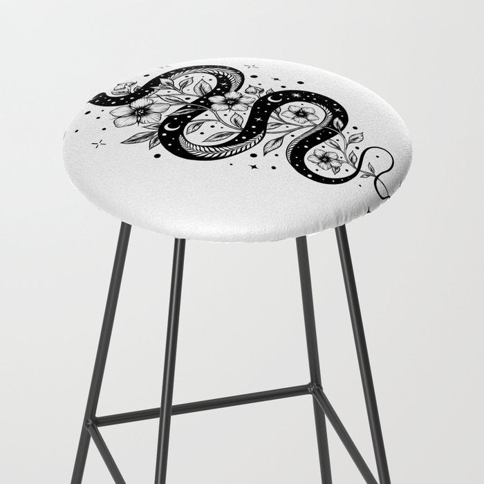 Serpent Spell -Black and White Stool Gallery Image 2