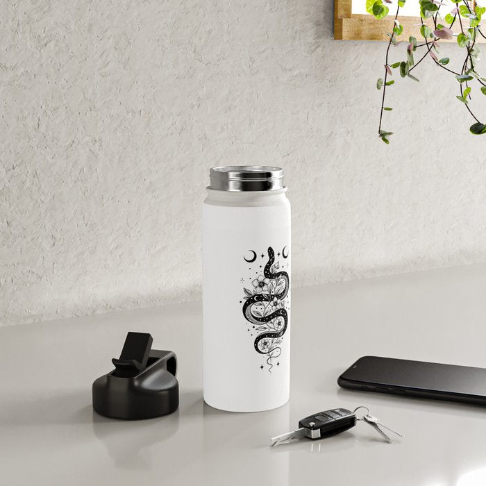 Serpent Spell -Black and White Water Bottle Gallery Image 4
