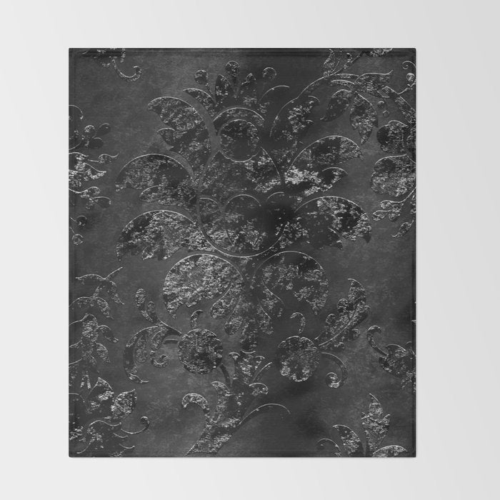 Embossed Black Velvet 09 Throw Blanket Gallery Image 2