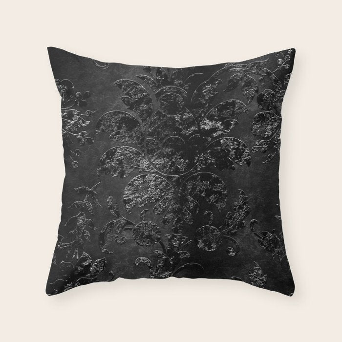 Embossed Black Velvet 09 Throw Pillow Gallery Image 6