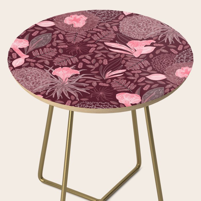 Forest Full of Wild Mushrooms in Burgundy & Peach Side Table Gallery Image 2