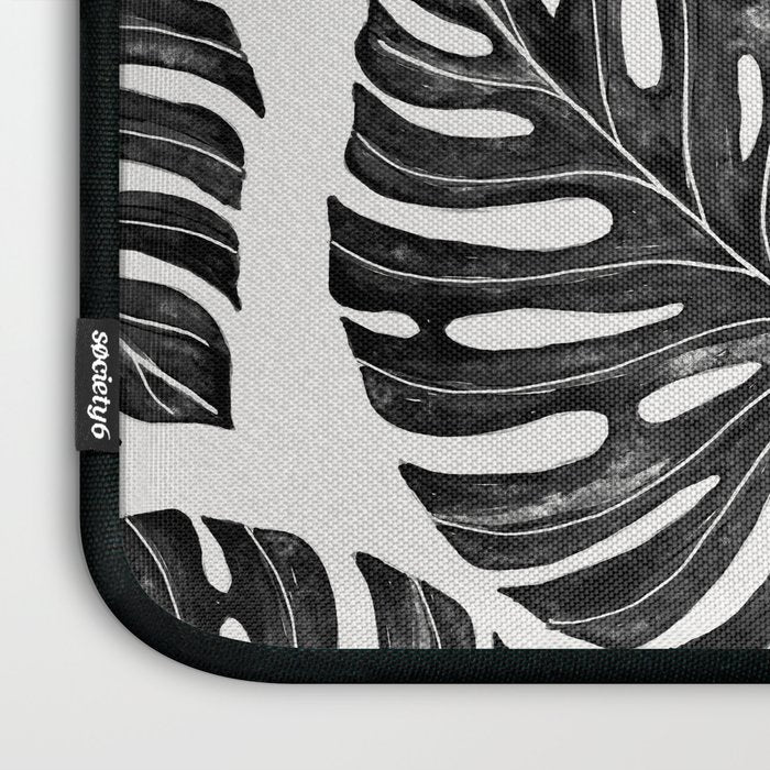 Watercolor Palm Leaves Black and White Laptop Sleeve Gallery Image 3