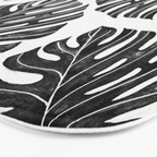 Watercolor Palm Leaves Black and White Bath Mat Gallery Image 3