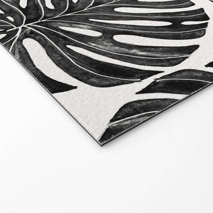 Watercolor Palm Leaves Black and White Welcome Mat Gallery Image 2