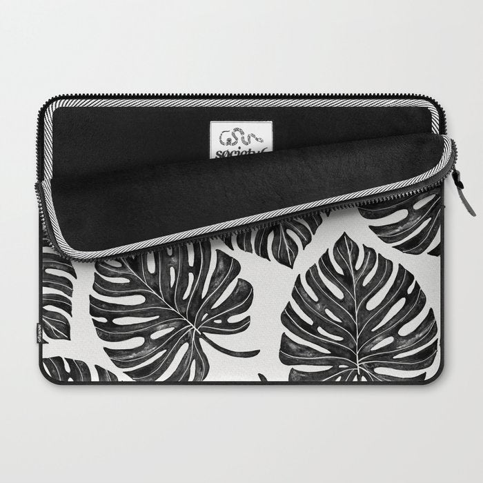 Watercolor Palm Leaves Black and White Laptop Sleeve Gallery Image 2