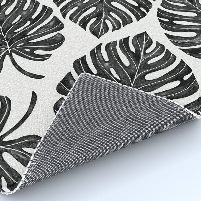 Watercolor Palm Leaves Black and White Rug Gallery Image 4
