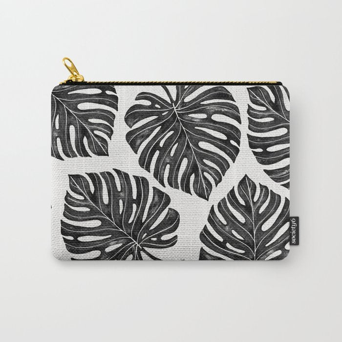 Watercolor Palm Leaves Black and White Carry All Pouch Gallery Image 1