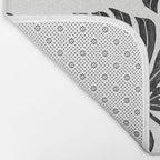 Watercolor Palm Leaves Black and White Bath Mat Gallery Image 2